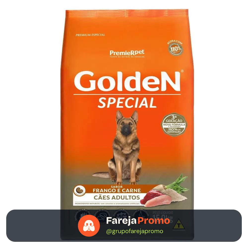 Ração pra Cães Adultos Special sabor Frango e Carne 15kg Golden