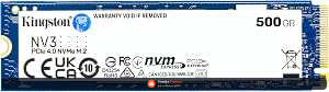 SSD Kingston NV3 500GB M.2 2280 NVMe Gen4, Rápido e Compacto para Upgrade de PC ou Notebook – SNV3S/500G