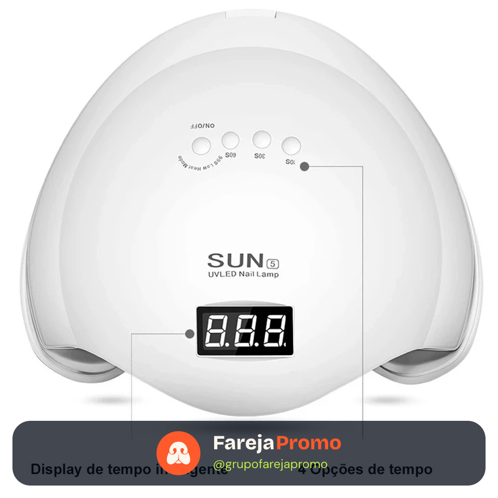 Cabine Sun 5 Unha Gel Acrígel Led uv Branca Rosa Digital 48w Bivolt