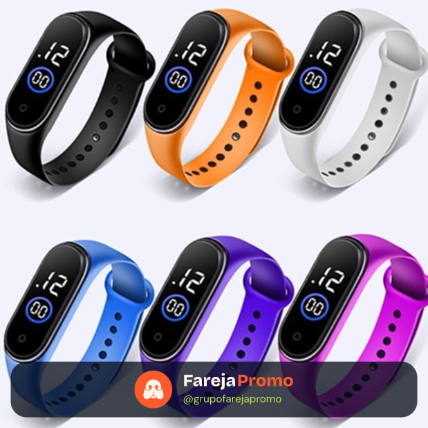 Relógio feminino digital m4 led A prova água Esportivo masculino Unissex