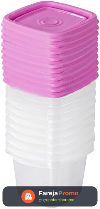 Sanremo - Kit com 10 Potes Plásticos Quadrados de 200mL, Linha Fácil
