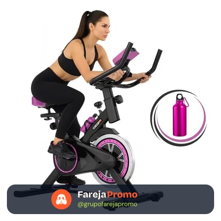 Bicicleta Ergométrica Fitness Para Cardio E Musculação 6kg Inercia Com Base Cor Preto E Rosa Marca Sevenfit Preto-rosa