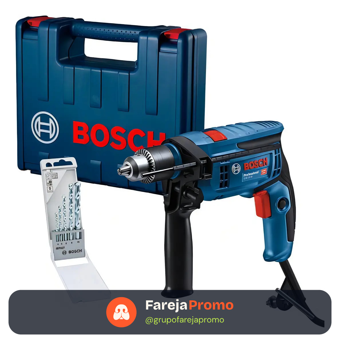 Furadeira De Impacto 1/2 750w Maleta 5 Brocas Gsb13re Bosch Cor Azul
