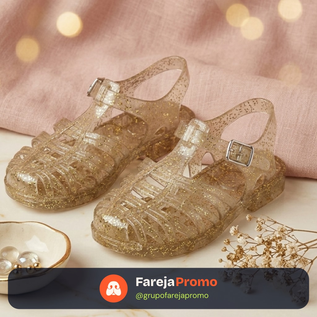 Sandália Infantil Glitter Menina Sola Antiderrapante Confortavel Leve