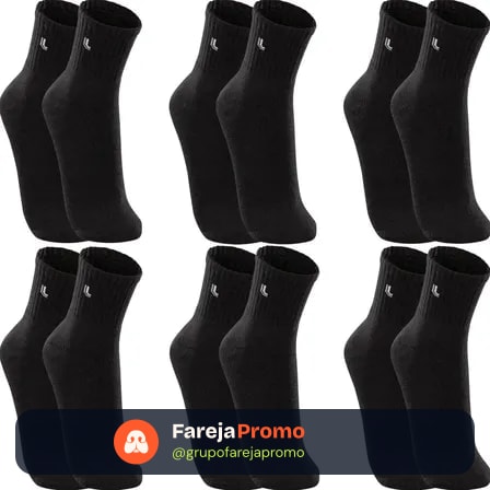 Kit 6 Pares Meias Lupo Cano Médio Esportivas Academia