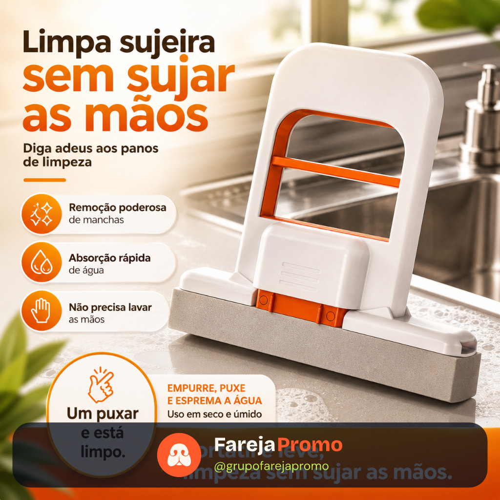 Rodinho de Pia Mini Mop Portátil com Esponja Absorvente para Limpeza Rápida de Cozinha Banheiro e Vidros