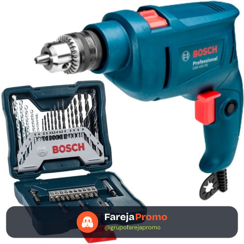 Furadeira Parafusadeira Bosch GSB 450 RE 450W 110V + Kit Brocas e Bits X Line 33 PCs