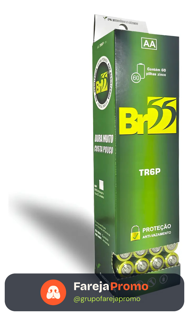 Pilhas Aa Br55 Longa Duração Zinco 60un Oferta Atacado