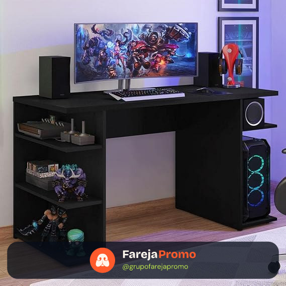 Mesa para Computador Gamer Escrivaninha 9409 Madesa - Preto