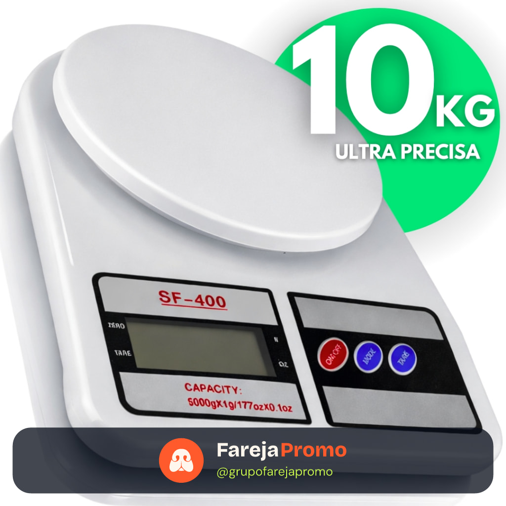 Balança Digital Alta Precisão até 10kg Cozinha Dieta Alimentos Super Precisa Nutrição Confeitaria
