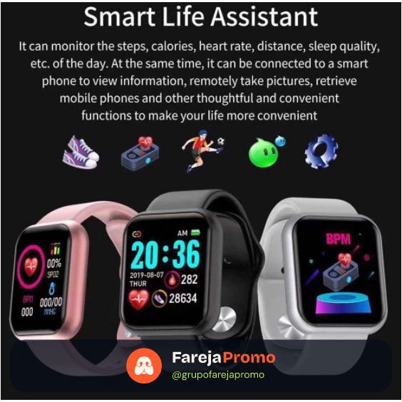 Relogio Smartwatch Smart Bracelet D20 Y68 Relógio inteligente para Android e IOS