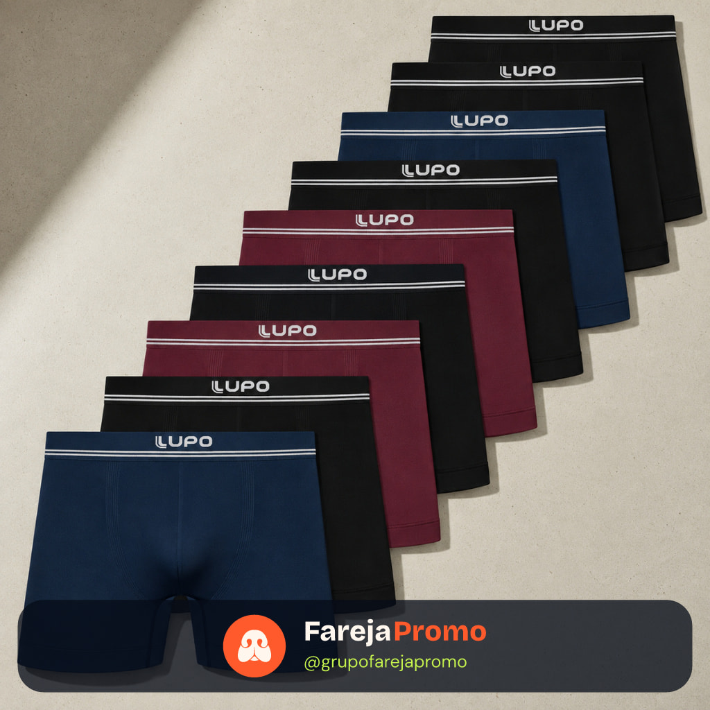 Kit 10 Cuecas Boxer Lupo Masculina Microfibra Poliamida Sem Costura Confortável Original Adulto