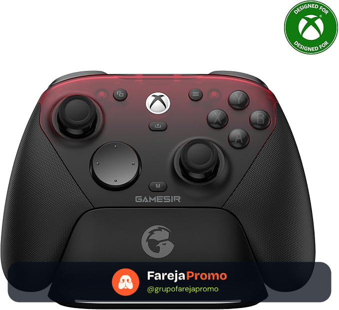 GameSir G7 Pro Controle Gamer Tri-Mode para Xbox, PC e Android Sem Fio 2.4G/Bluetooth e Com Fio Joystick Hall Effect + TMR 1000Hz Polling Rate Botões Macro Giroscópio Vibração 4 Motores Anti-Drift Controle Profissional - Shadow Ember