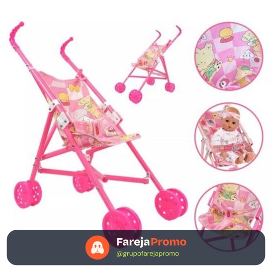 Carrinho De Boneca Bebe Brinquedo Infantil Passeio