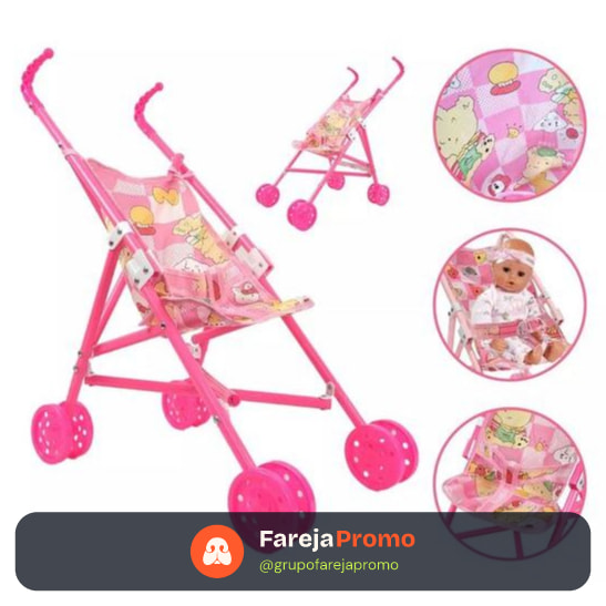 Carrinho De Boneca Bebe Brinquedo Infantil Passeio