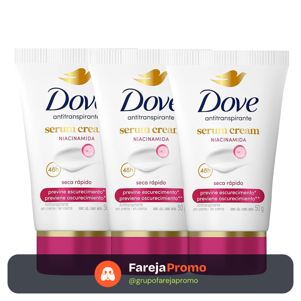 Kit Desodorante Dove Sérum Creme Previne Escurecimento Niacinamida 50g - 3 Unidades