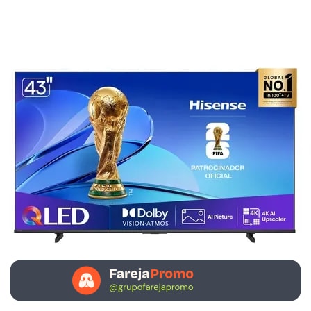 Hisense Smart Tv Uhd 4k Qled 43 Polegadas 43q6qv Com Hdr10+, Dolby Atmos, Sports Mode, Game Mode Plus E Compatível Com Alexa