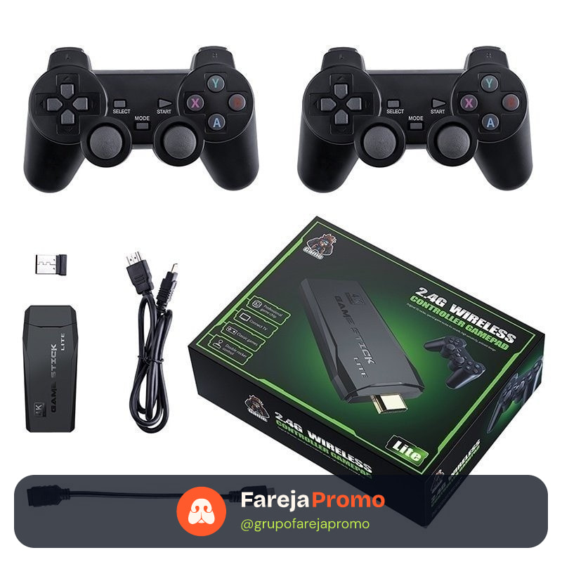 Videogame Stick 10mil 2 Controles Sem Fio Console Portatil Jogos Retro Antigo /A cor será enviada aleatoriamente Yihan