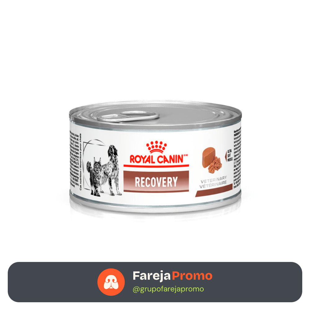 Ração Úmida Lata Veterinary Diet Recovery para Cães e Gatos em Recuperação 195g Royal Canin