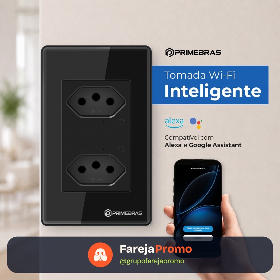 Tomada Dupla Inteligente Wi-fi Primebras 2 Canais TP1020 Preto