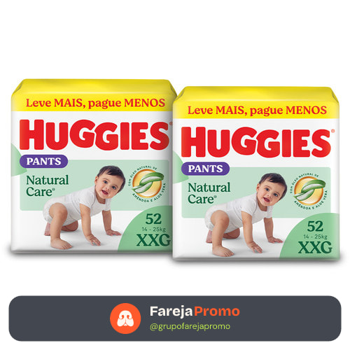 Kit 2 - Fralda Premium Pants Huggies Natural Care XXG 52 Un