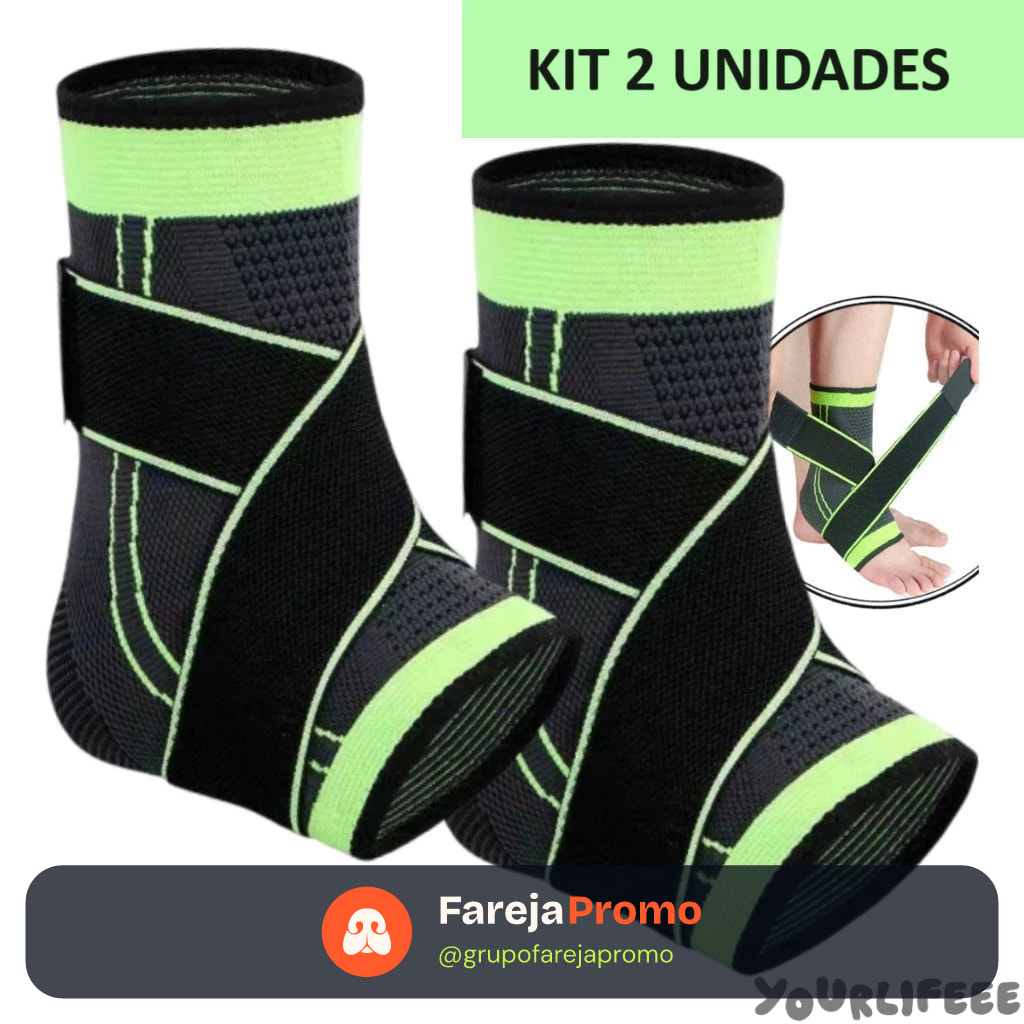 Kit 2 Tornozeleira de Compressão Ortopédica Estabilizadora Exercícios Fitness Esportes