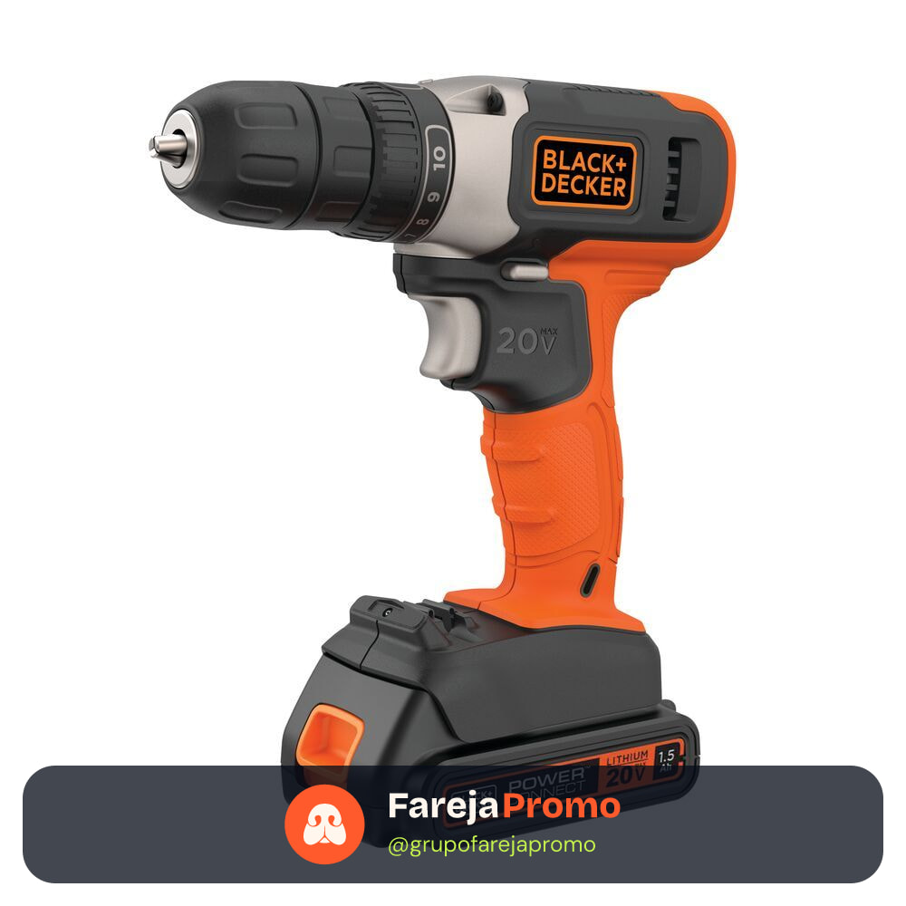 Parafusadeira e Furadeira BLACK+DECKER BCD702C1 10mm 20V Bivolt