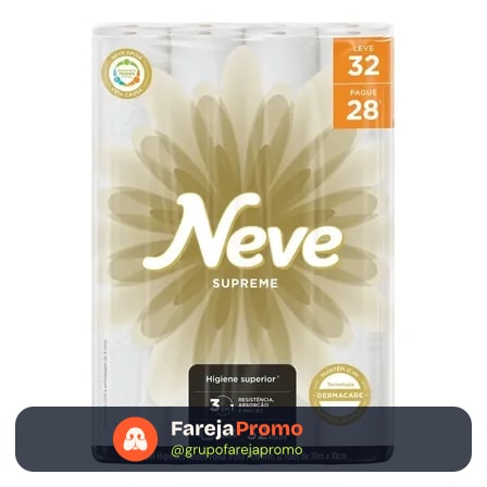 Papel Higiênico Neve Supreme Folha Tripla Leve 32 Pague 28