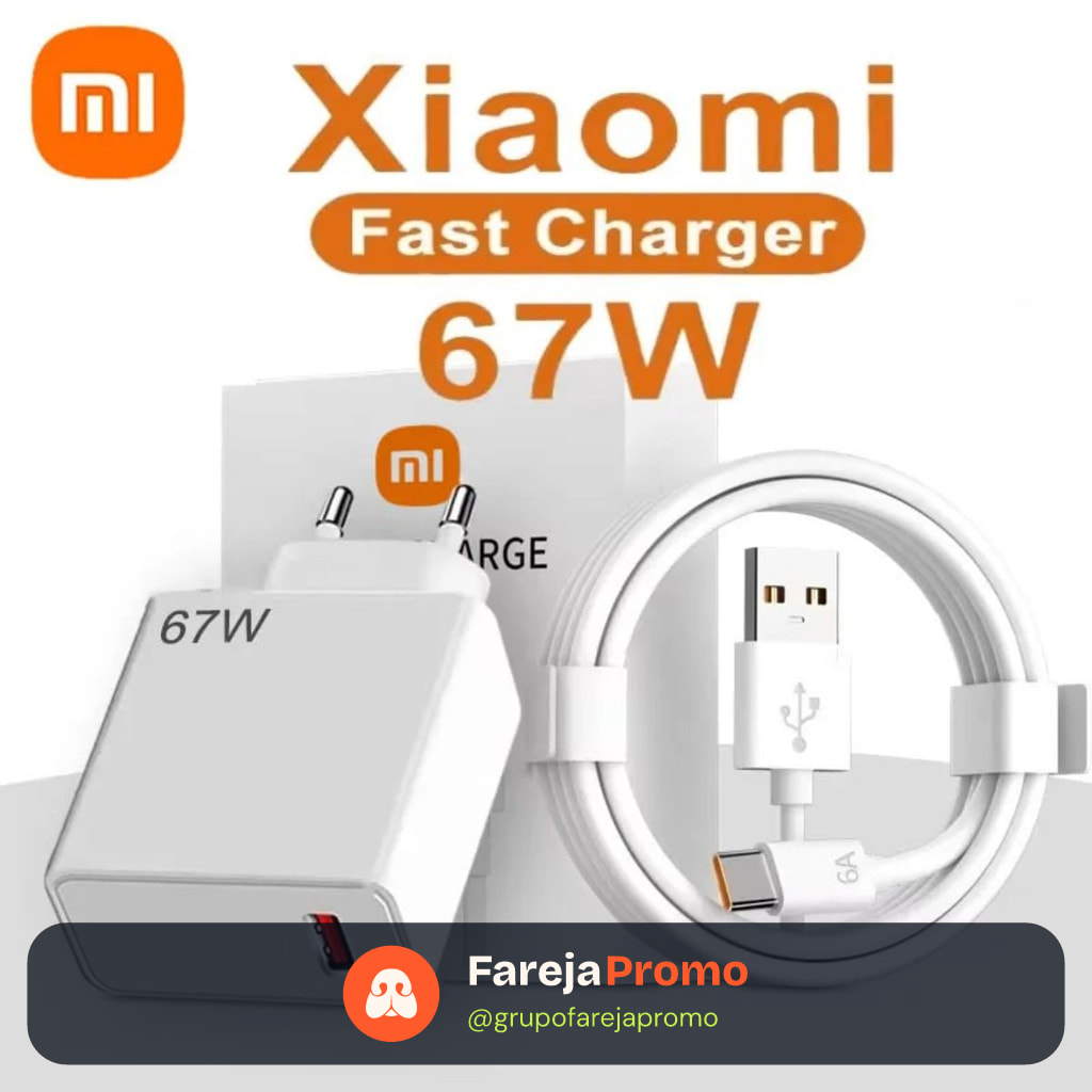 Carregador Xiaomi Tipo C Charger Type C Turbo Redmi Note 8 9s 10 11 Mi8 Mi9 Poco F3 67W