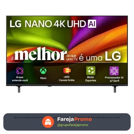 Smart TV 4K 50" LG NANO UHD AI NU850 2026 Processador α7 Ger9 HDR10 Xbox Bluetooth Wi-Fi AI Search Google Gemini webOS 26 - 50NU850BPSA