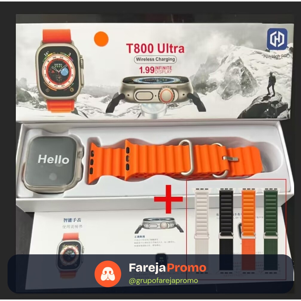 Smartwatch T800 T900 Ultra 3 Series 10 Ultra Calculadora Cardíaca Monitoramento Da Frequência Relógio Inteligente
