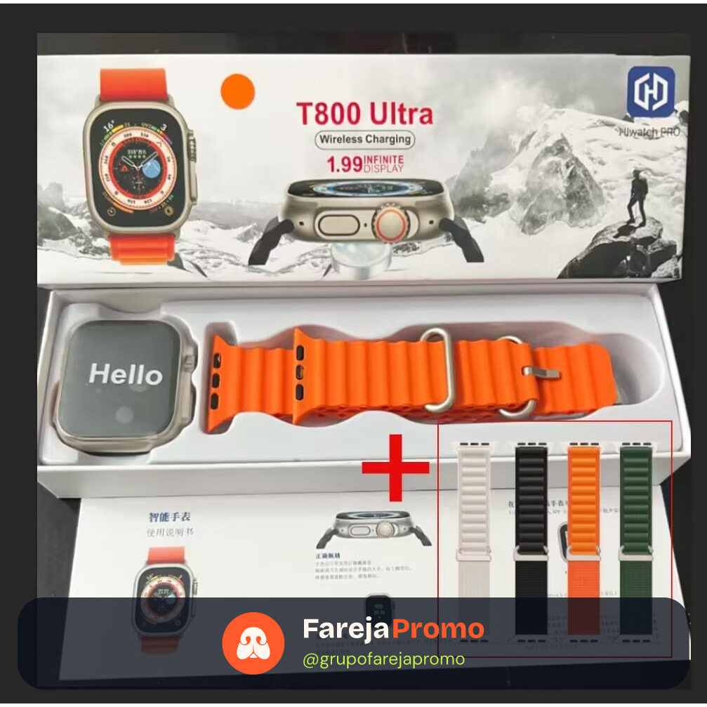Smartwatch T800 T900 Ultra 3 Series 10 Ultra Calculadora Cardíaca Monitoramento Da Frequência Relógio Inteligente