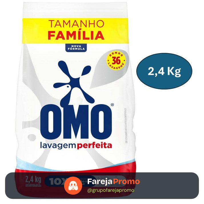 OMO Sabão em Pó Lava Roupas Tamanho Família 2,4 Kg