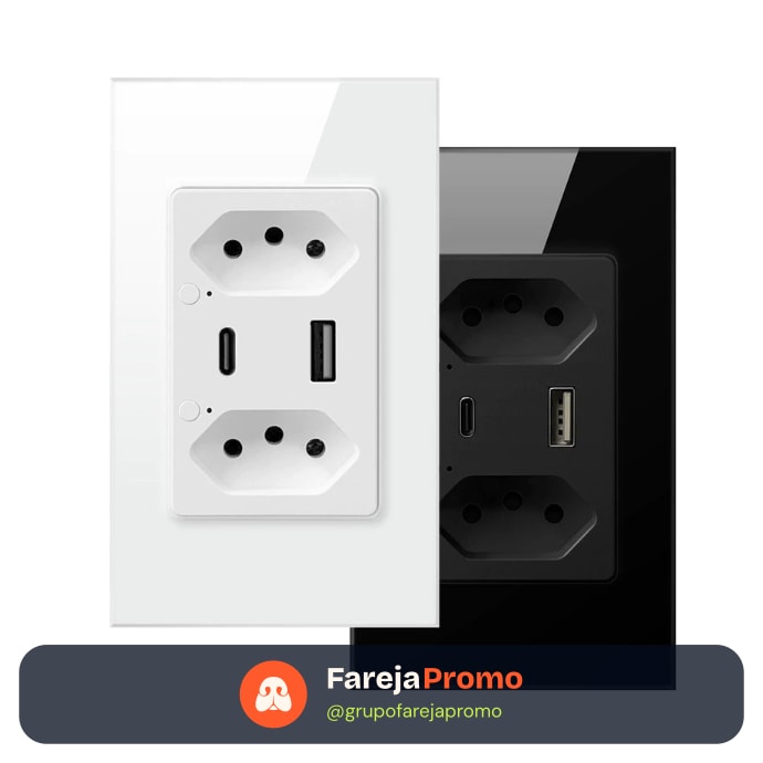 Tomada Wi-Fi Inteligente Dupla - Controle Remoto Alexa SmartLife USB-C 10A
