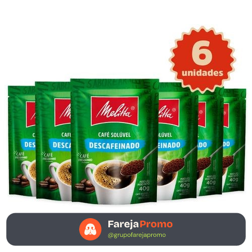 Kit 6 Cafés Solúvel Melitta® Descafeinado Sachê 40g