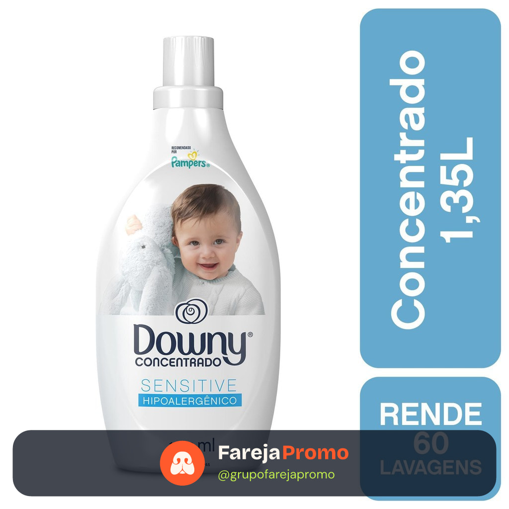 Amaciante Downy Concentrado Sensitive Hipoalergênico para Roupa de Bebê 1,35L