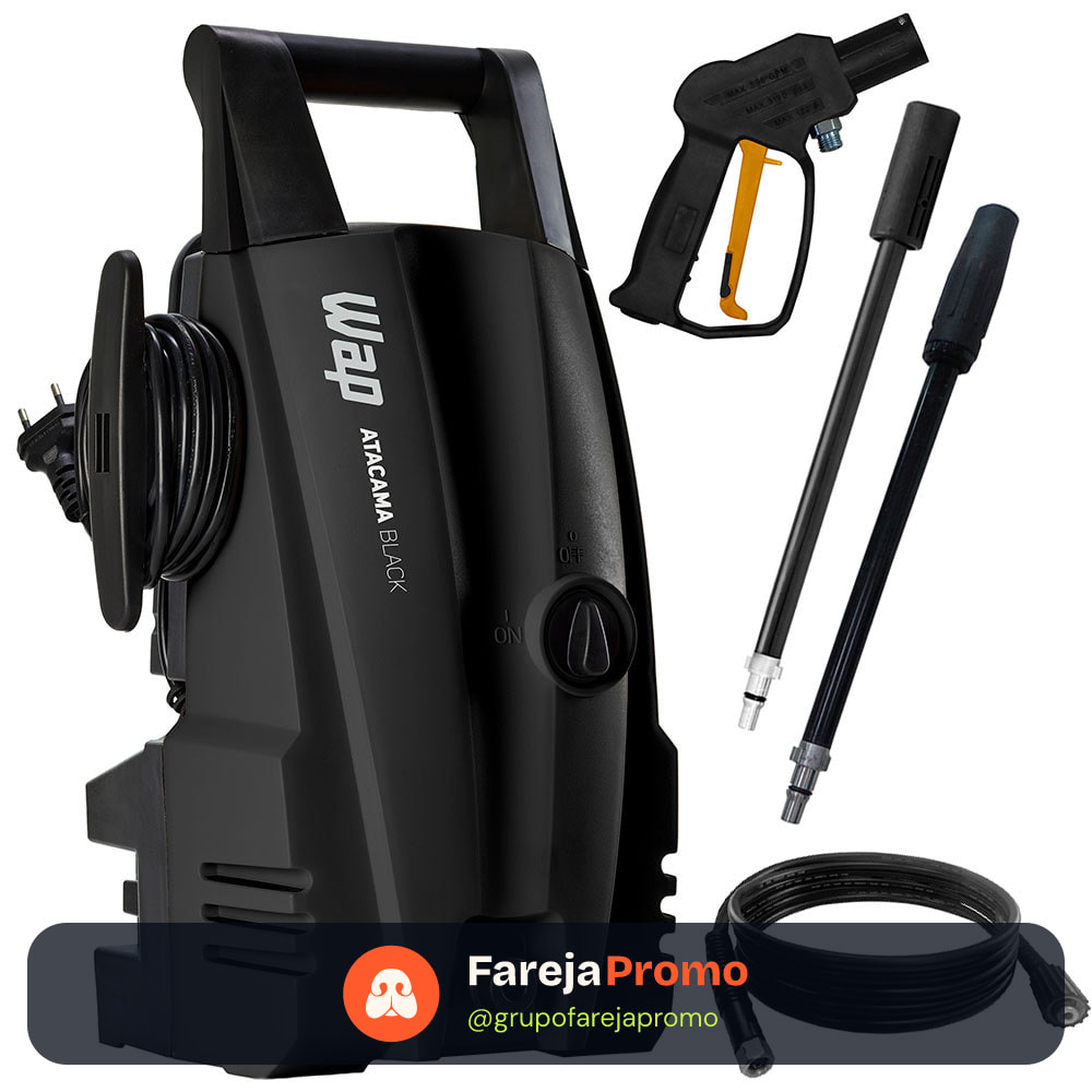 Lavadora de Alta Pressão WAP Atacama Black Potência 1400W Pressão 1500PSI Motor Universal