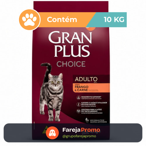 Ração Gran Plus Choice Frango Carne Gatos Adultos 10,1kg