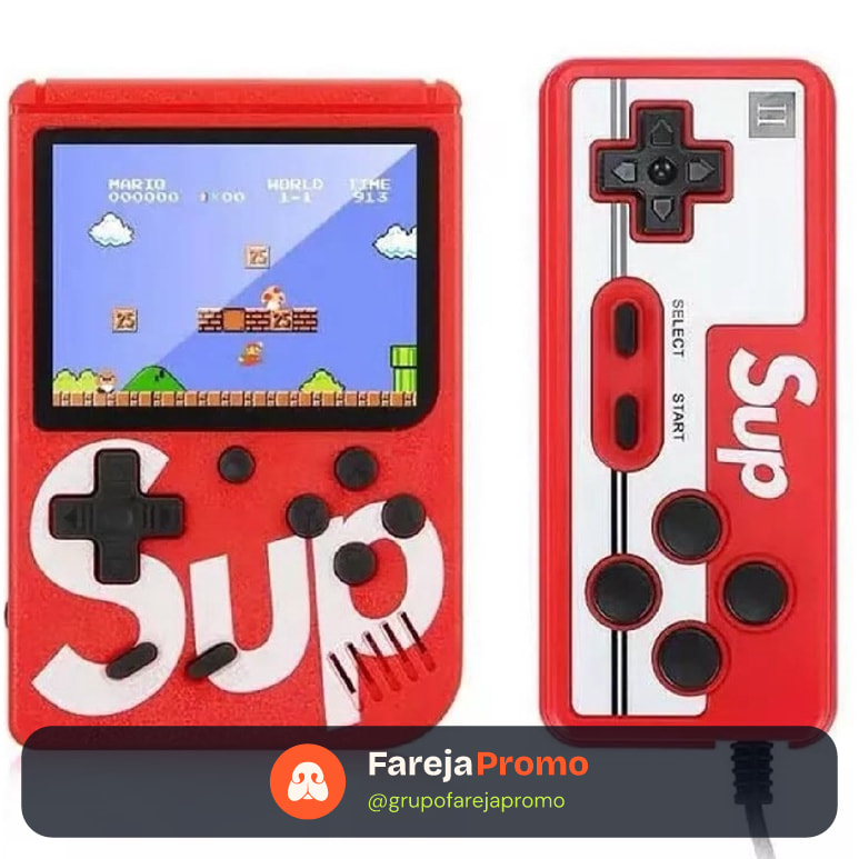 Mini Video Game Portátil Sup C/ 400 jogos + 1 Controle para 2 jogadores Console
