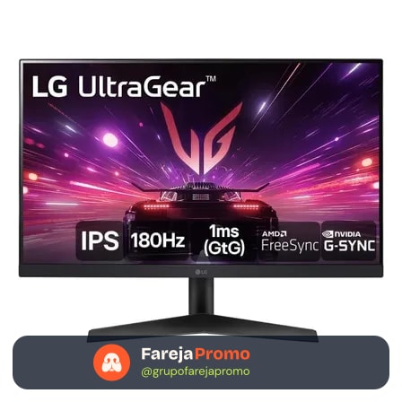 Monitor Gamer LG Ultragear 24 24gs60f-b Ips Full Hd 180hz 1ms (gtg) Nvidia® G-sync® Amd Freesync Hdr10 Srgb 99% Hdmi Displayport Preto 127/220v