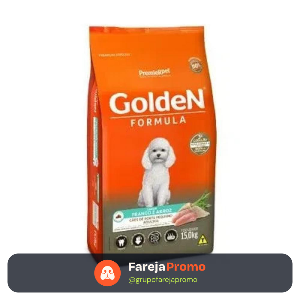 Ração Fórmula Cães Adultos Frango Mini Bits Golden 15Kg