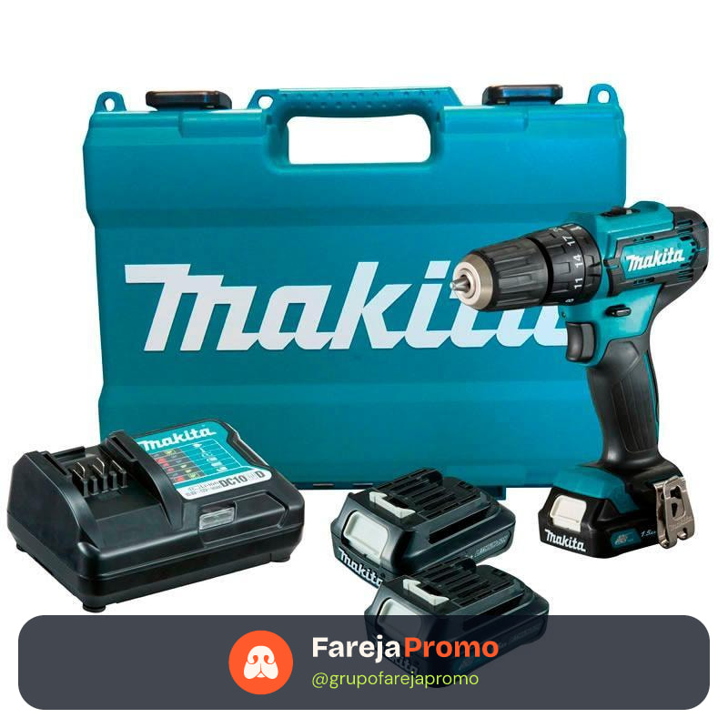 Parafusadeira Furadeira Impacto Makita HP333 12V 2 Baterias