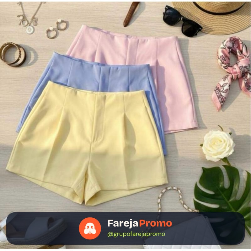 Kit de 3 Shorts Feminina Social Nova Moda 2025