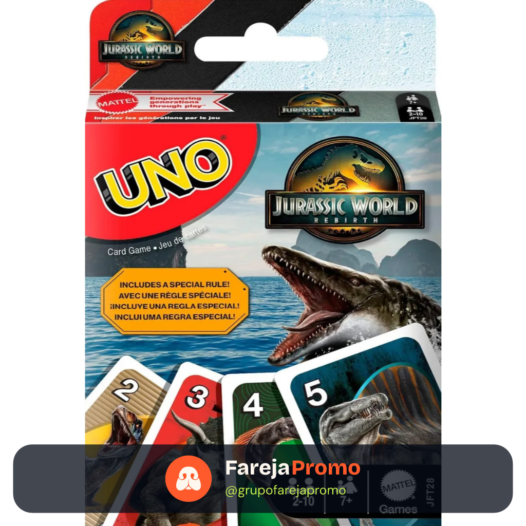 Uno Jurassic World Rebirth Jogo De Cartas - Mattel Jft28