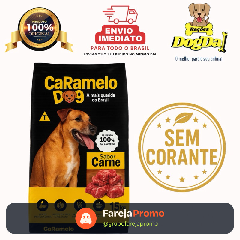 RAÇÃO PARA CACHORRO ORIGINAL CARAMELO DOG 15KG COM OMEGA 3 e 6 ( Filme Netflix Caramelo )