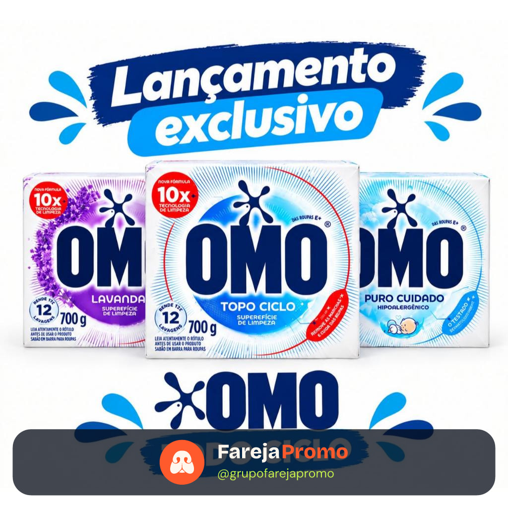 LANÇAMENTO! OMO TODO CICLO 700G, LAVA ROUPAS EM PÓ OMO TODO CICLO, ORIGINAL, LAVANDA E PURO CUIDADO, SABÃO EM PÓ OMO