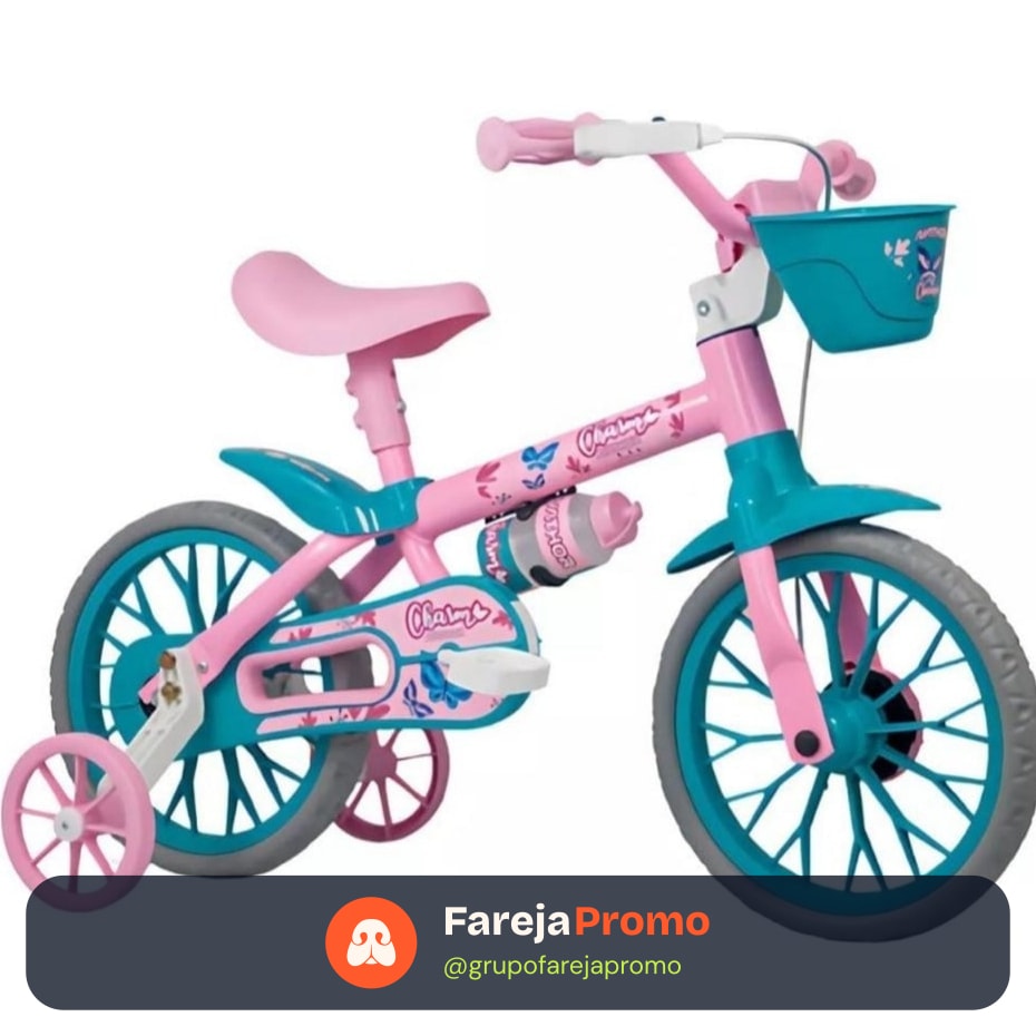 Bicicleta Bike Criança 2 A 5 Anos Aro 12 Nathor Infantil Rosa C/ Rodinha Menina e Menino