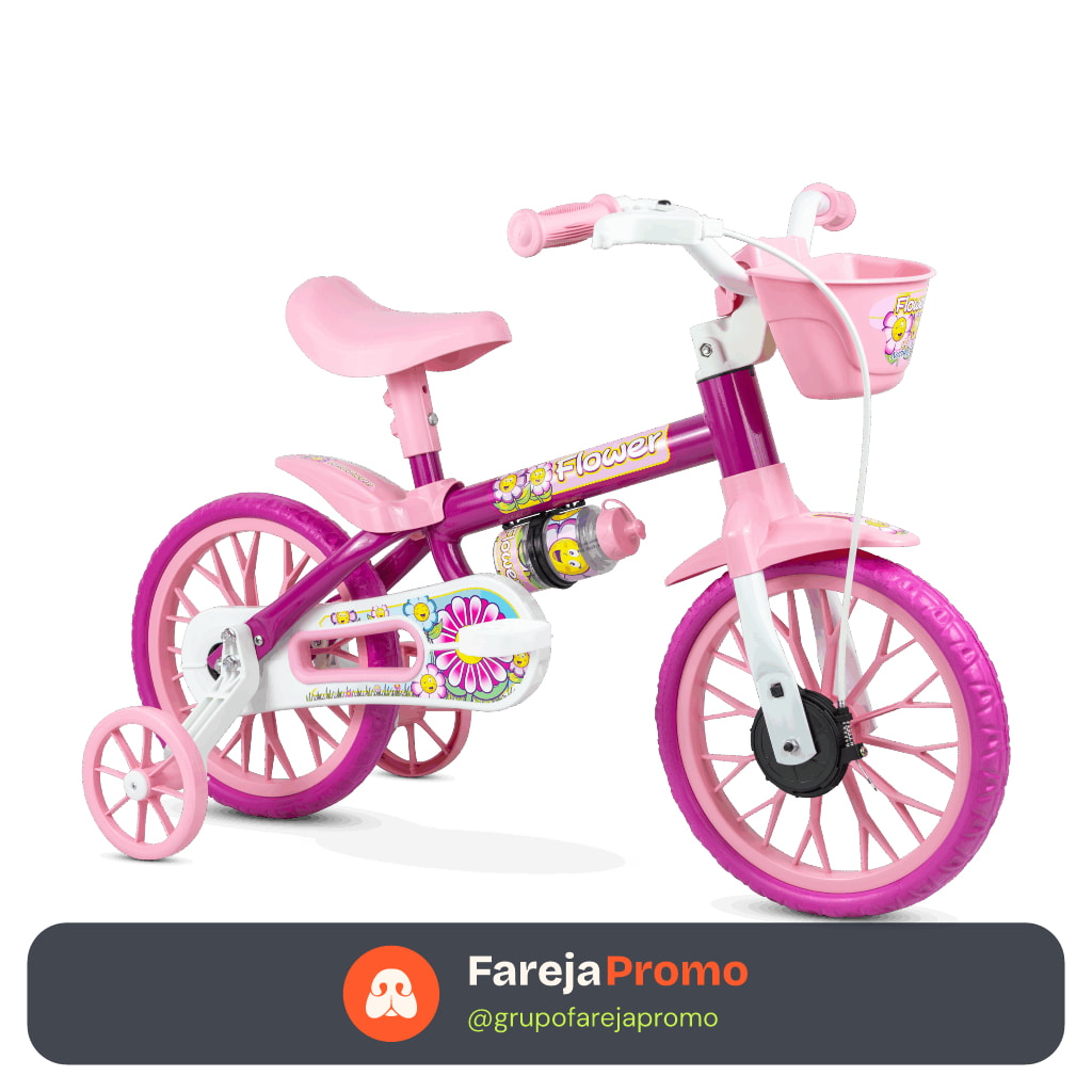 Bicicleta Bike Criança 2 A 5 Anos Aro 12 Nathor Infantil Rosa C/ Rodinha Menina e Menino