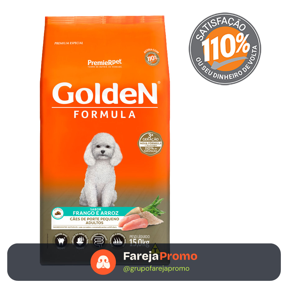 Ração Golden Formula Mini Bits Cães Adultos Raças Pequenas Frango e Arroz 15 kg