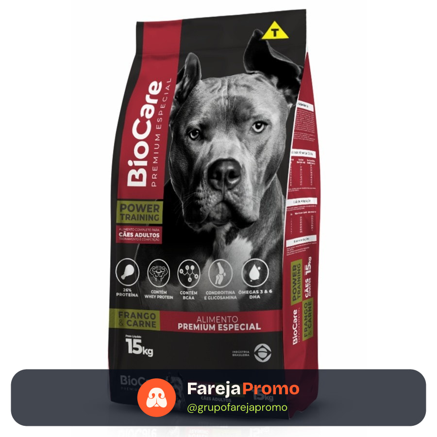 Ração BioCare Premium Especial - Power Training - Frango & Carne 15kg